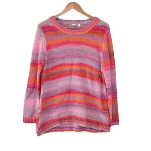 GAP Sweater Womens M Pink Striped Slouchy Lightweight Preppy Soft Girl Coastal